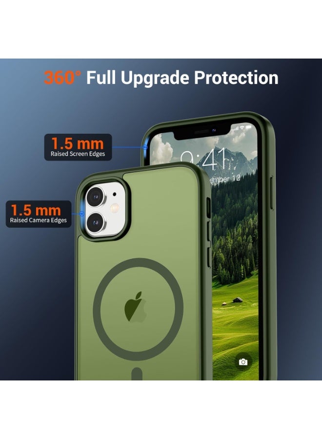 أكاليكس جراب مغناطيسي لهاتف آيفون 11 [مقاوم للصدمات ونحيف] غطاء خلفي صلب شفاف غير لامع مع حماية عالية الجودة | أخضر داكن - Image 2